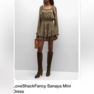 NWT  Love Shack Fancy Sanaya mini long sleeve dress